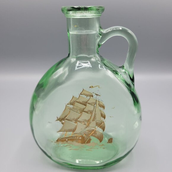 Vintage Old Fitzgerald 1849 Flagship Ship Bottle Green Glass Decanter - Picture 9 of 13